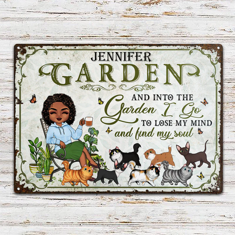 And Into The Garden I Go Gardening Cat Lovers Cat Mom - Garden Sign - Personalized Custom Classic Metal Signs - Image 2