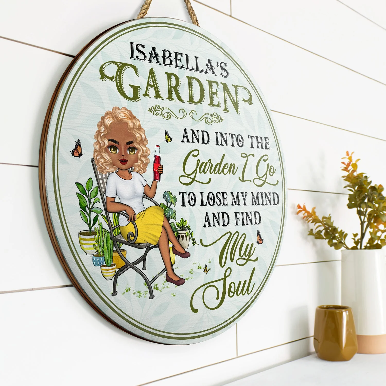 And Into The Garden I Go Gardening - Garden Sign - Personalized Custom Wood Circle Sign - Image 2