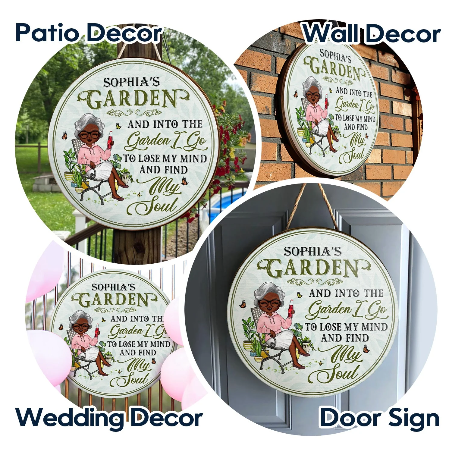 And Into The Garden I Go Gardening - Garden Sign - Personalized Custom Wood Circle Sign - Image 4