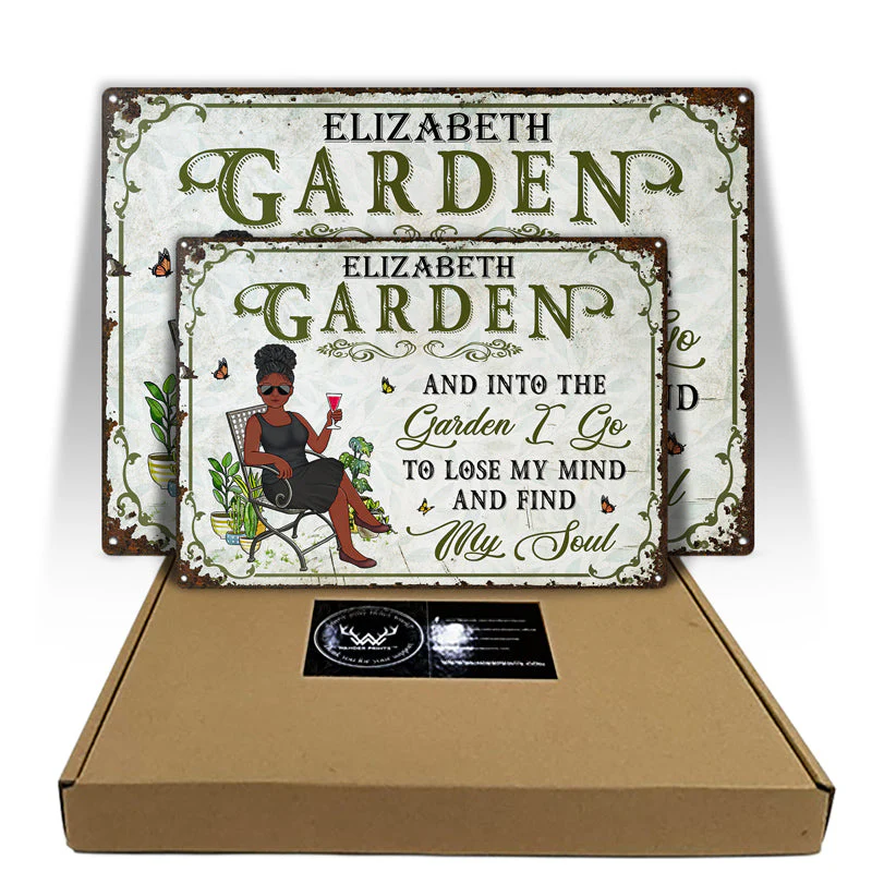 And Into The Garden I Go Gardening Girl - Garden Sign - Personalized Custom Classic Metal Signs - Image 3