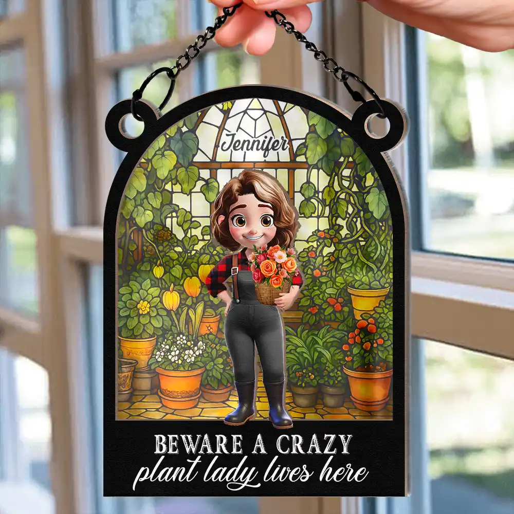 And Into The Garden I Go Gardening - Personalized Window Hanging Suncatcher Ornament - Image 2