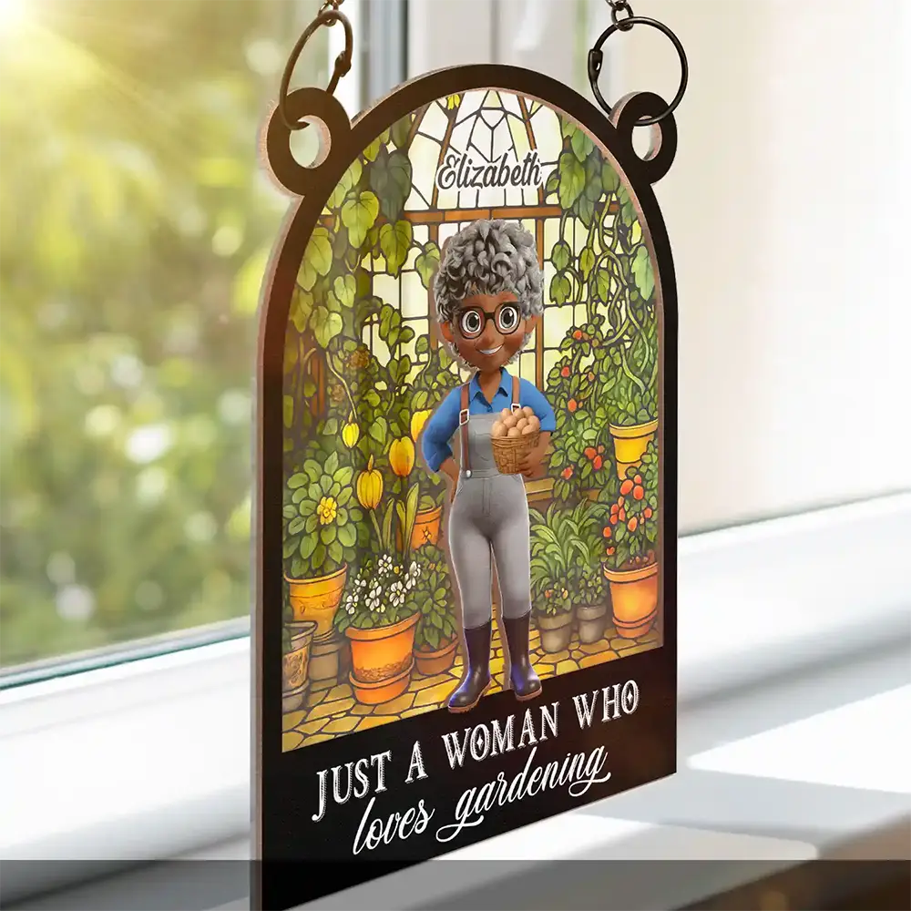 And Into The Garden I Go Gardening - Personalized Window Hanging Suncatcher Ornament - Image 3