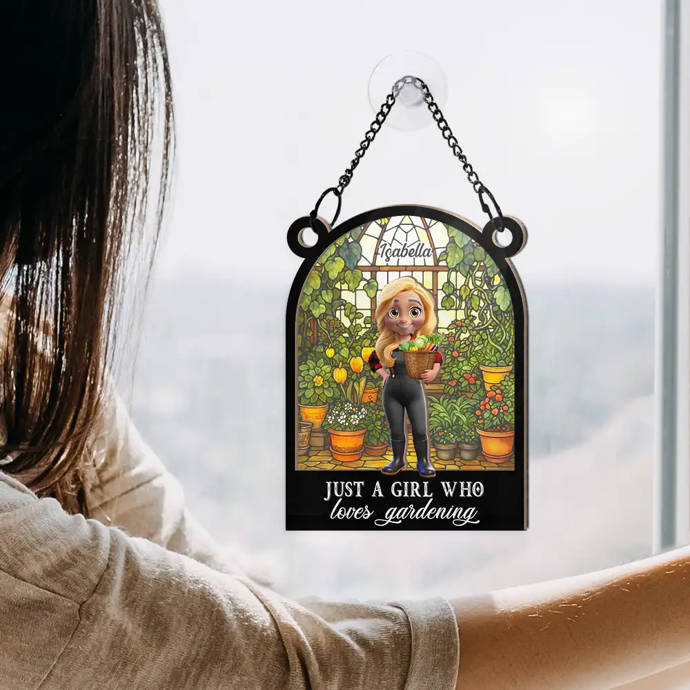 And Into The Garden I Go Gardening - Personalized Window Hanging Suncatcher Ornament - Image 4