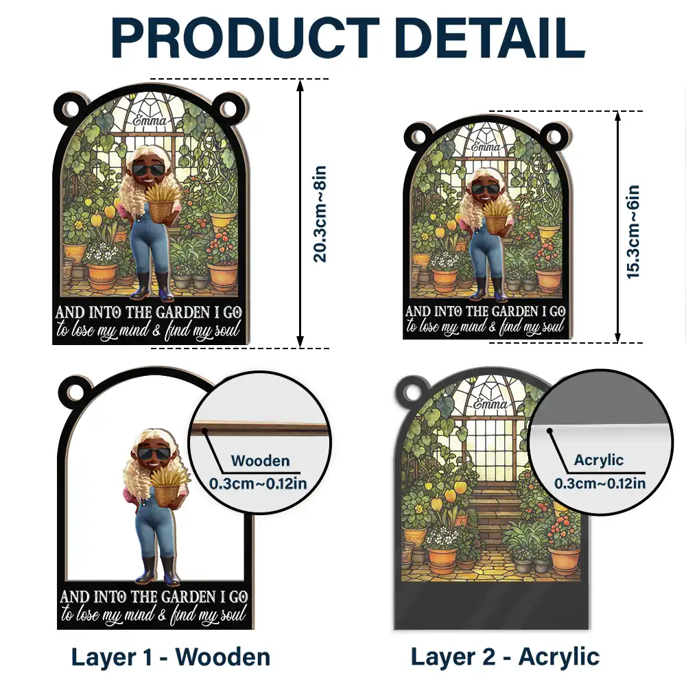 And Into The Garden I Go Gardening - Personalized Window Hanging Suncatcher Ornament - Image 5