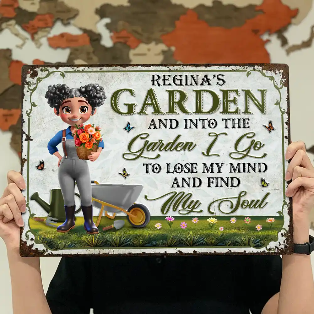 And Into The Garden I Go Gardening Woman - Personalized Classic Metal Signs - Image 4