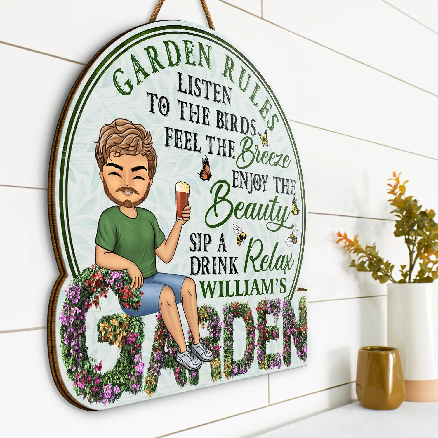 And Into The Garden I Go - Beware A Crazy Plant Lady Lives Here - Birthday, Housewarming Gift For Her, Him, Gardener, Outdoor Decor - Personalized Custom Shaped Wood Sign - Image 3