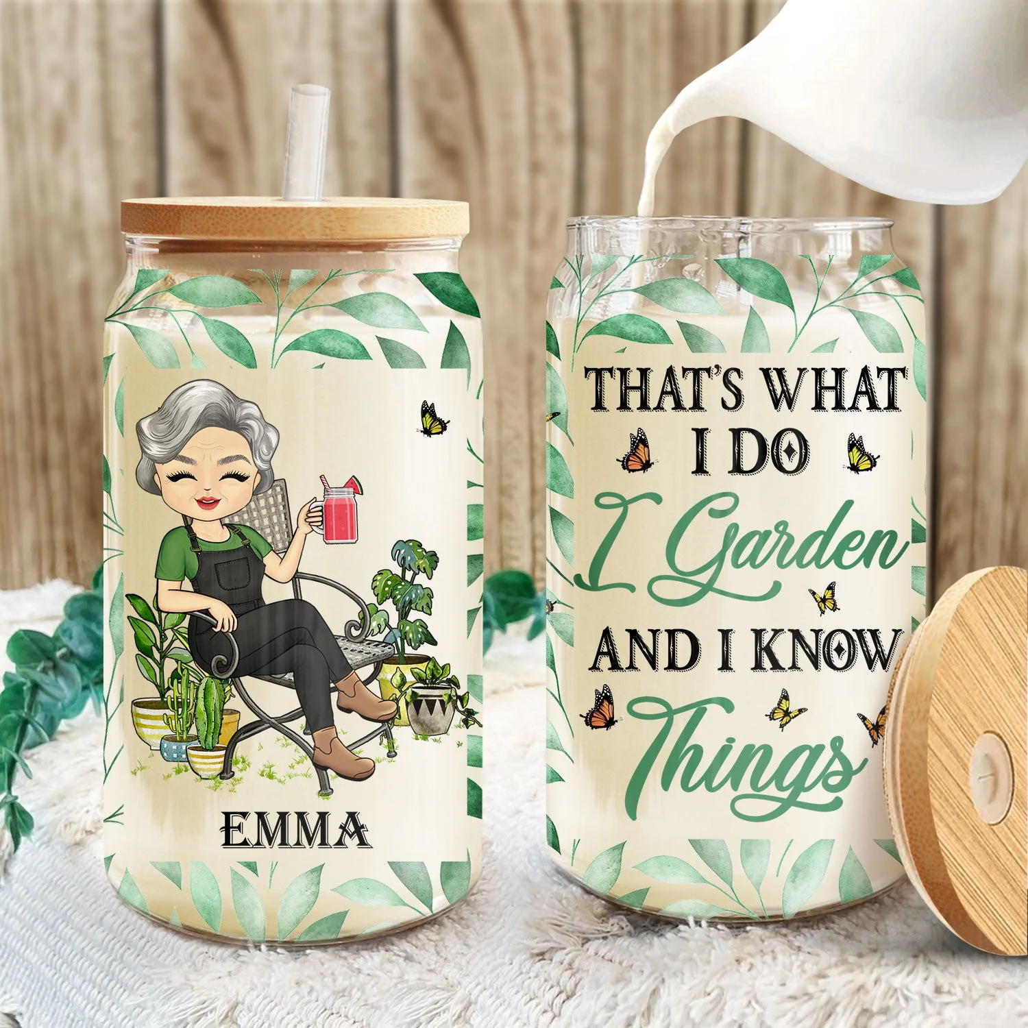 And Into The Garden I Go - Gift For Women, Garden Lovers - Personalized Clear Glass Can - Image 3