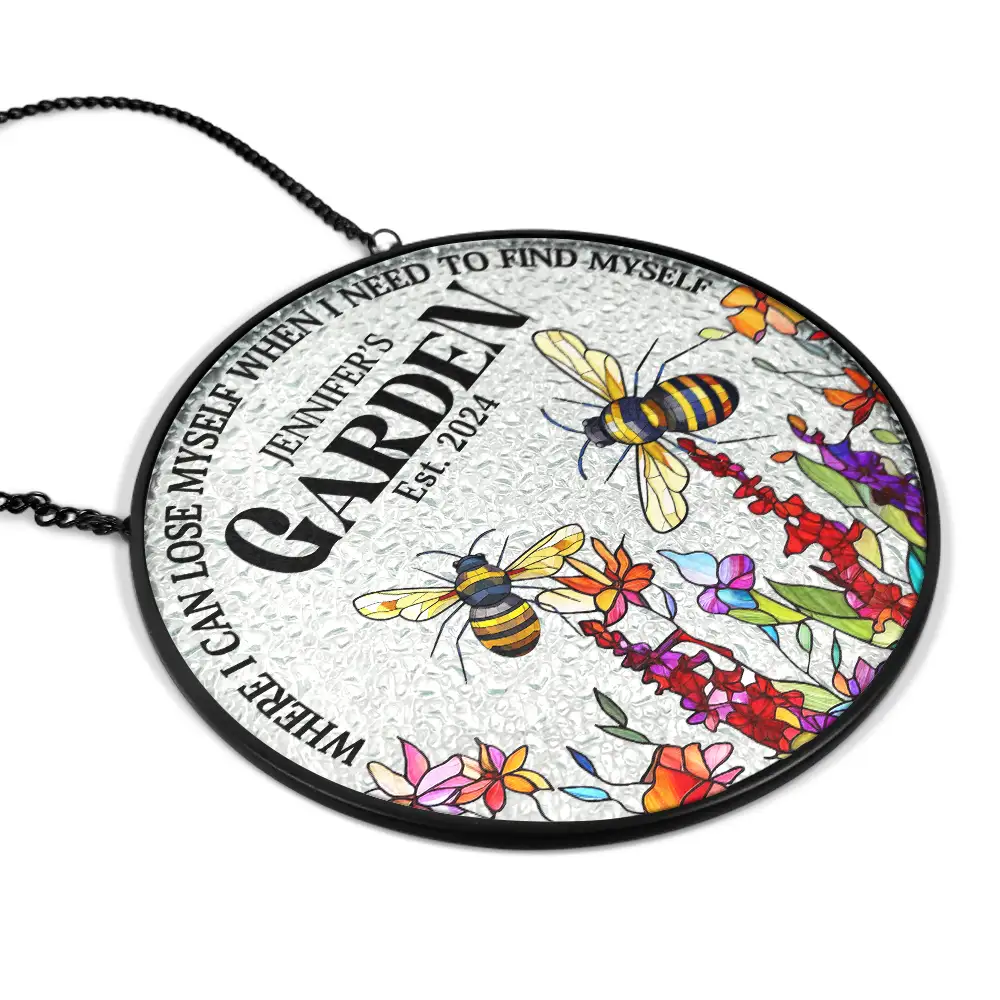 And Into The Garden I Go Hummingbird - Personalized Stained Glass Window Hanging Suncatcher - Image 2