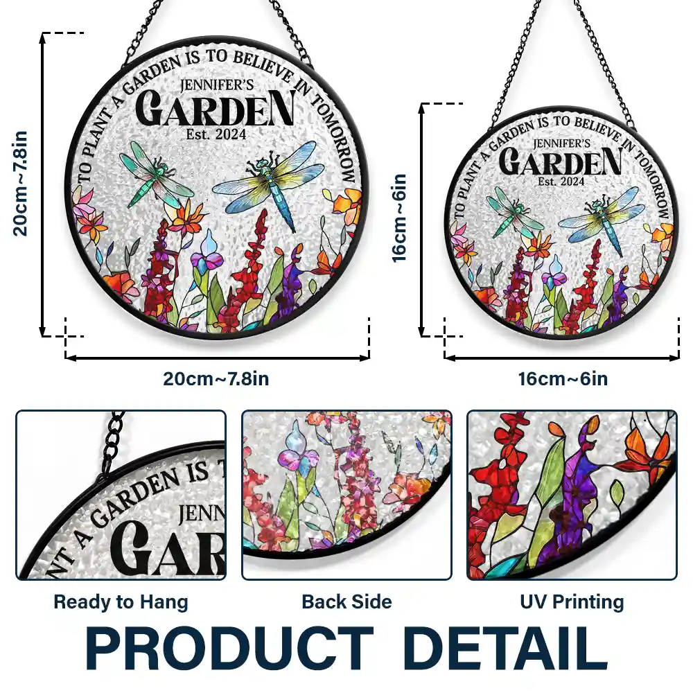 And Into The Garden I Go Hummingbird - Personalized Stained Glass Window Hanging Suncatcher - Image 3