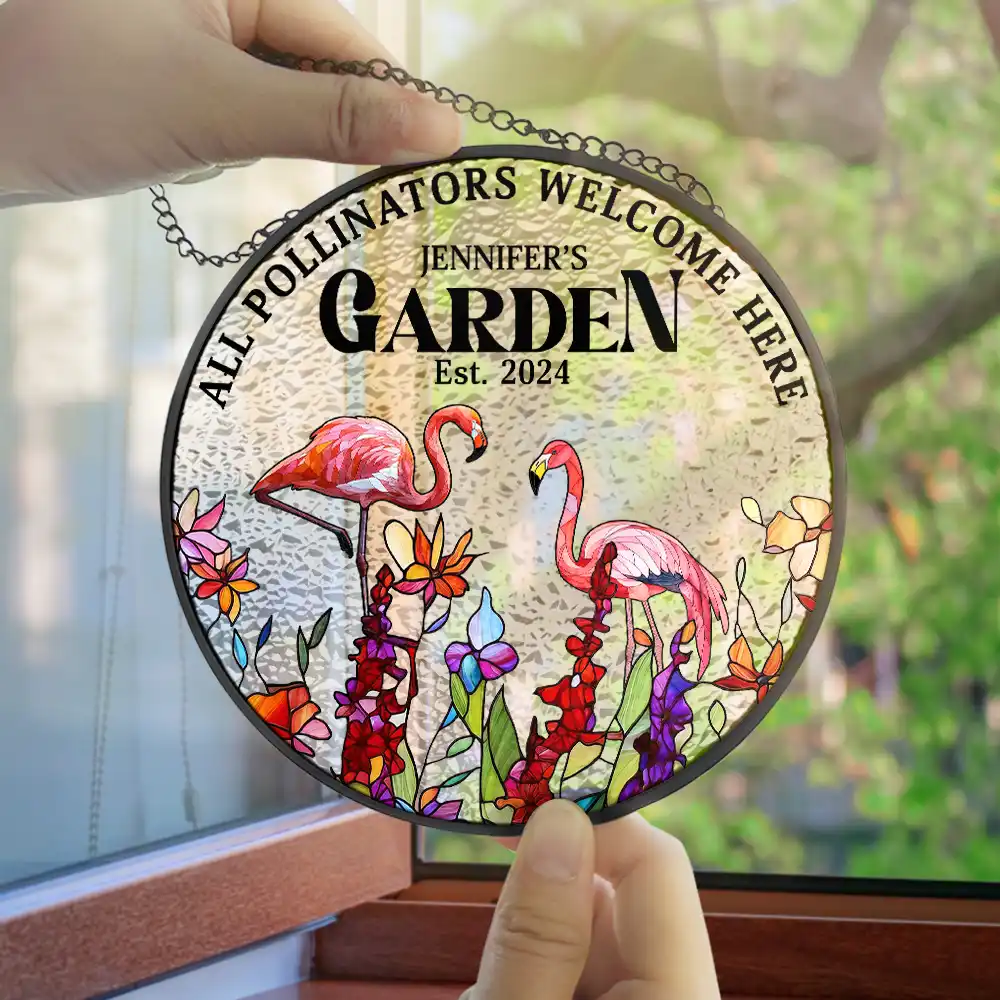 And Into The Garden I Go Hummingbird - Personalized Stained Glass Window Hanging Suncatcher - Image 4