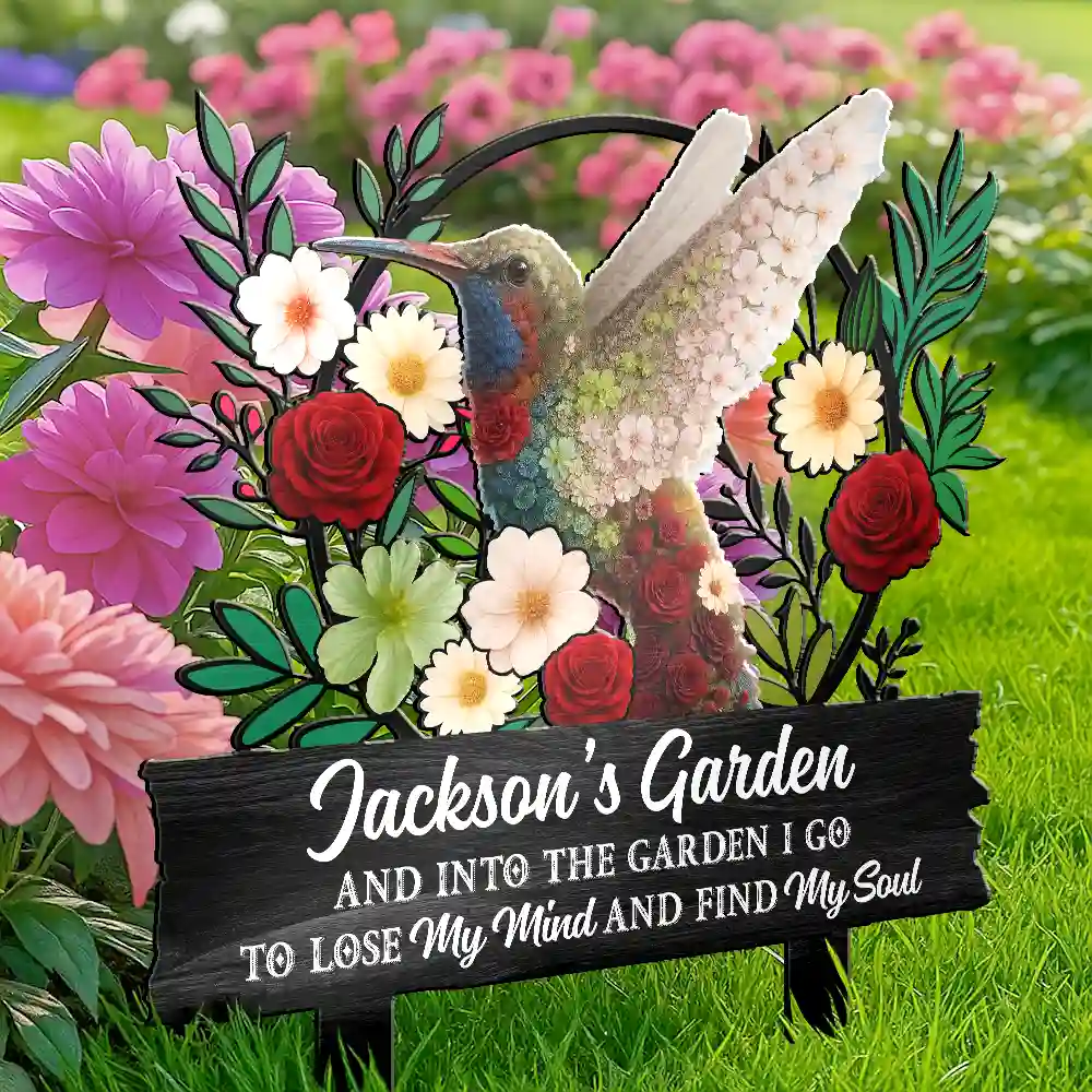 And Into The Garden I Go To Lose My Mind - Personalized Metal Garden Stake - Image 4