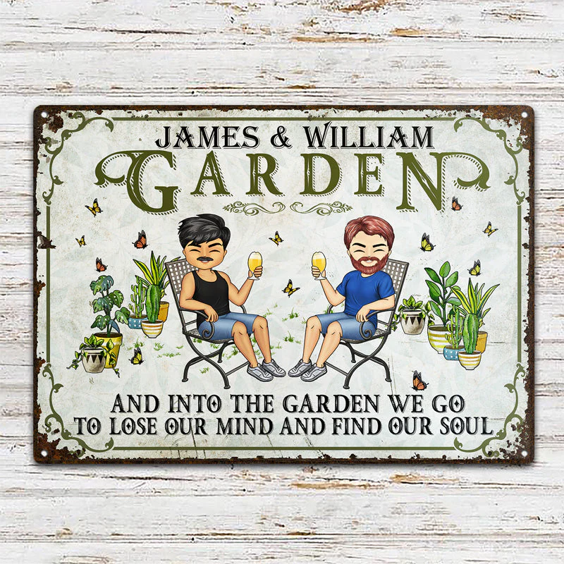 And Into The Garden We Go Gardening - Garden Sign For Couples - Personalized Custom Classic Metal Signs - Image 2