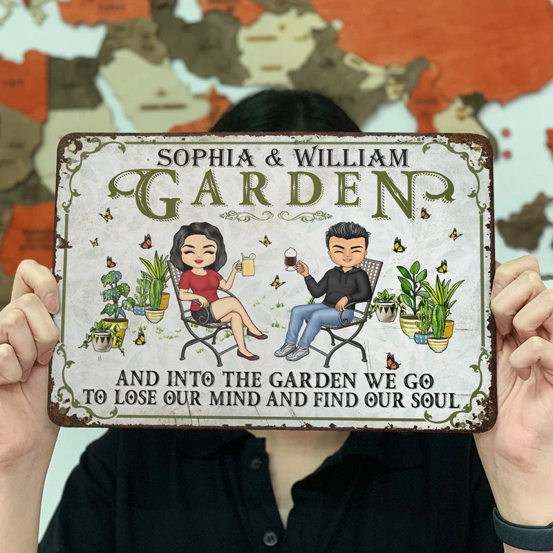 And Into The Garden We Go Gardening - Garden Sign For Couples - Personalized Custom Classic Metal Signs - Image 4