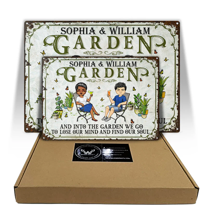 And Into The Garden We Go Gardening - Garden Sign For Couples - Personalized Custom Classic Metal Signs - Image 5