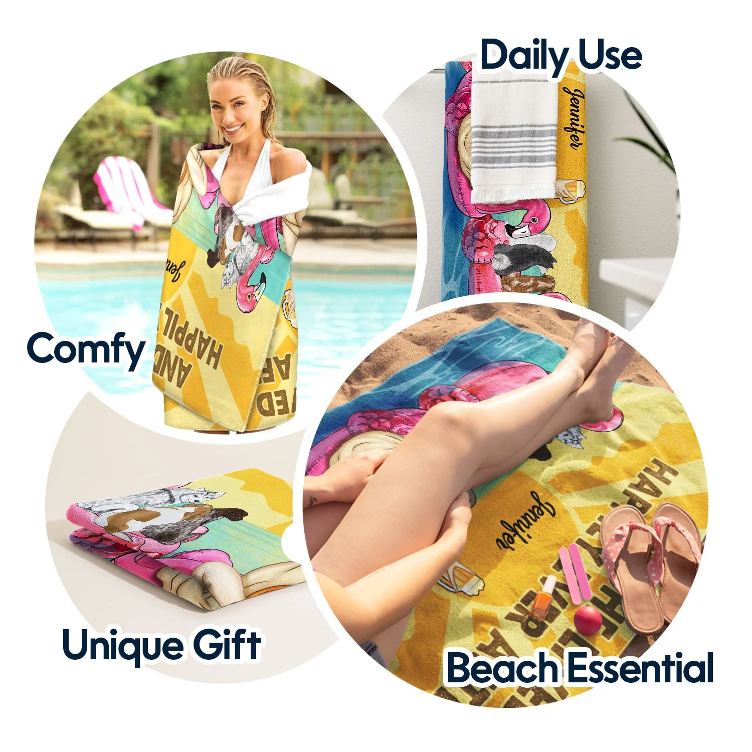 And She Lived Happily Ever After Dog Back - Birthday Gift For Beach, Travel Lovers - Personalized Beach Towel - Image 5
