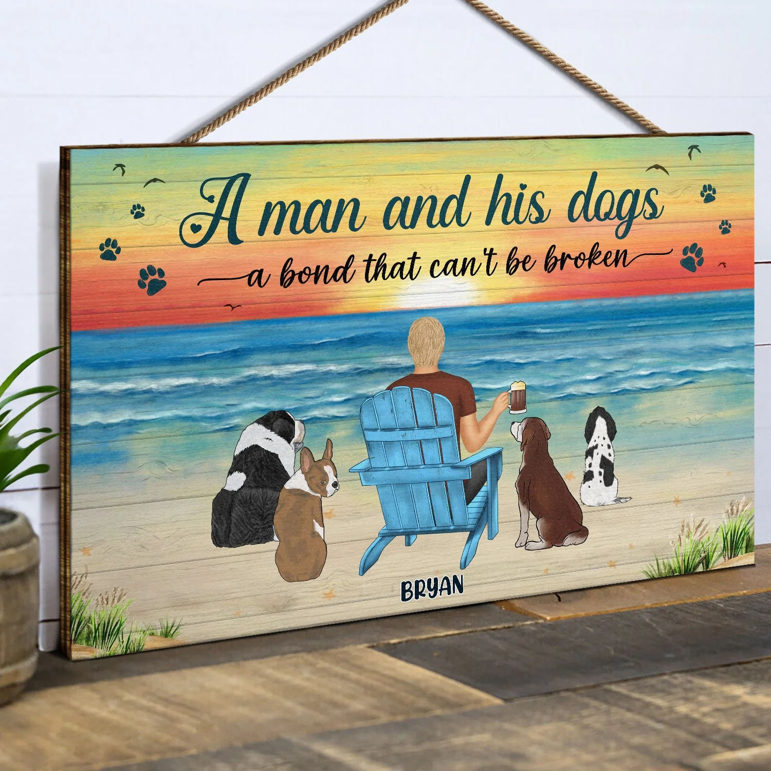 And She Lived Happily Ever After - Gift For Dog Lovers - Personalized Wood Rectangle Sign - Image 2