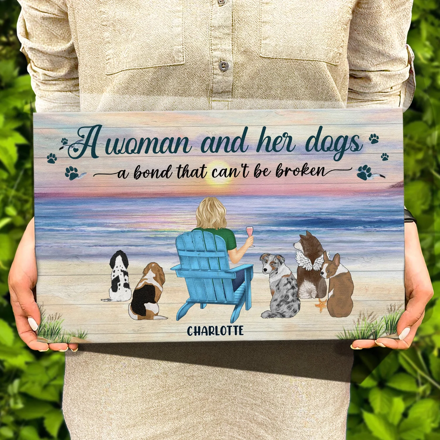 And She Lived Happily Ever After - Gift For Dog Lovers - Personalized Wood Rectangle Sign - Image 4