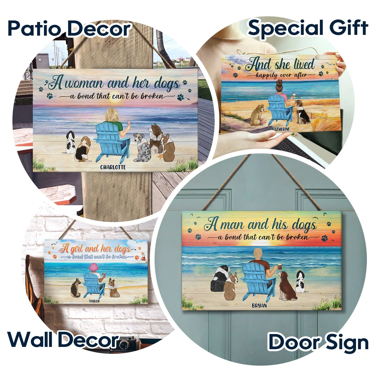 And She Lived Happily Ever After - Gift For Dog Lovers - Personalized Wood Rectangle Sign - Image 6