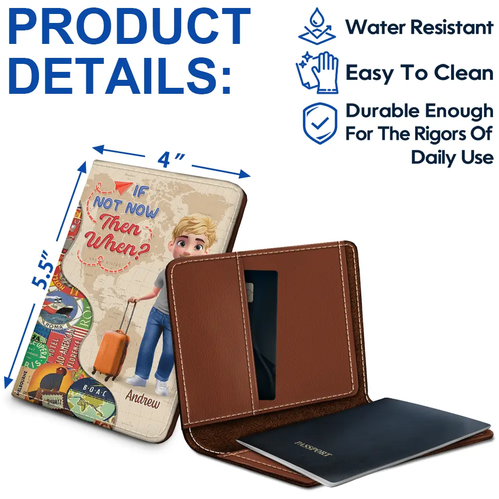 And So The Adventure Begins 3D Effect - Personalized Passport Cover, Passport Holder - Image 4