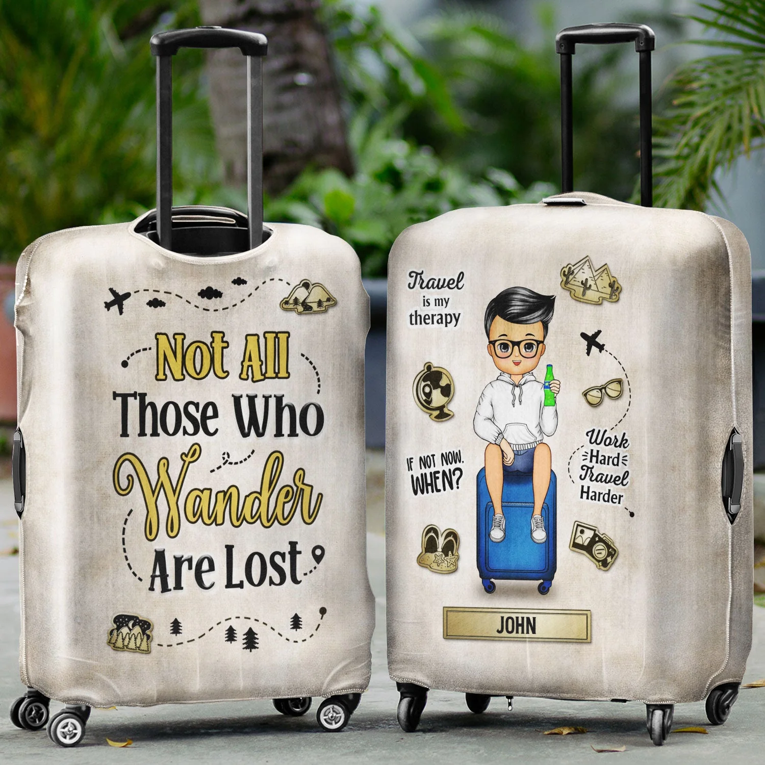 And So The Adventure Begins - Birthday Gift For Him, Her, Kid, Family, Travel, Vacation Lovers - Personalized Custom Luggage Cover - Image 2
