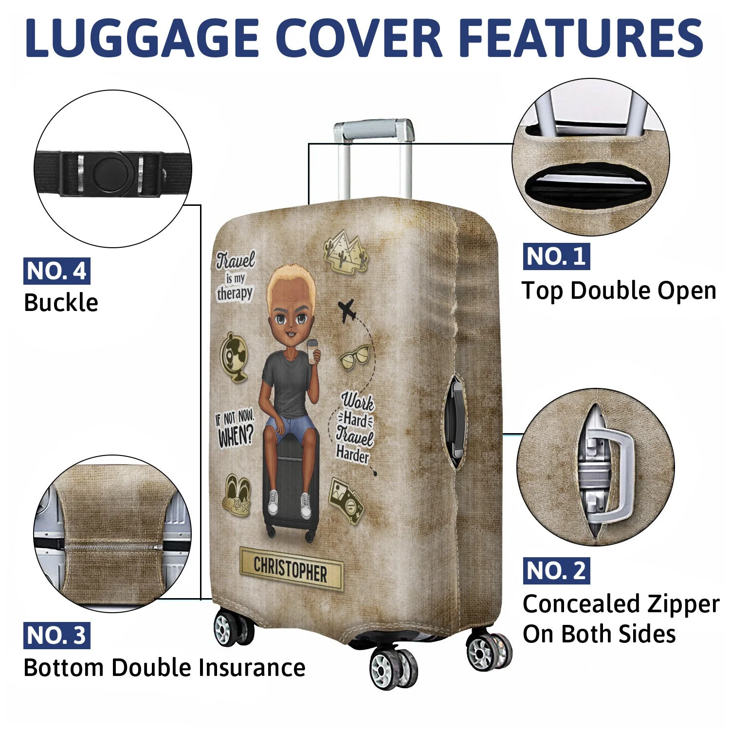 And So The Adventure Begins - Birthday Gift For Him, Her, Kid, Family, Travel, Vacation Lovers - Personalized Custom Luggage Cover - Image 4