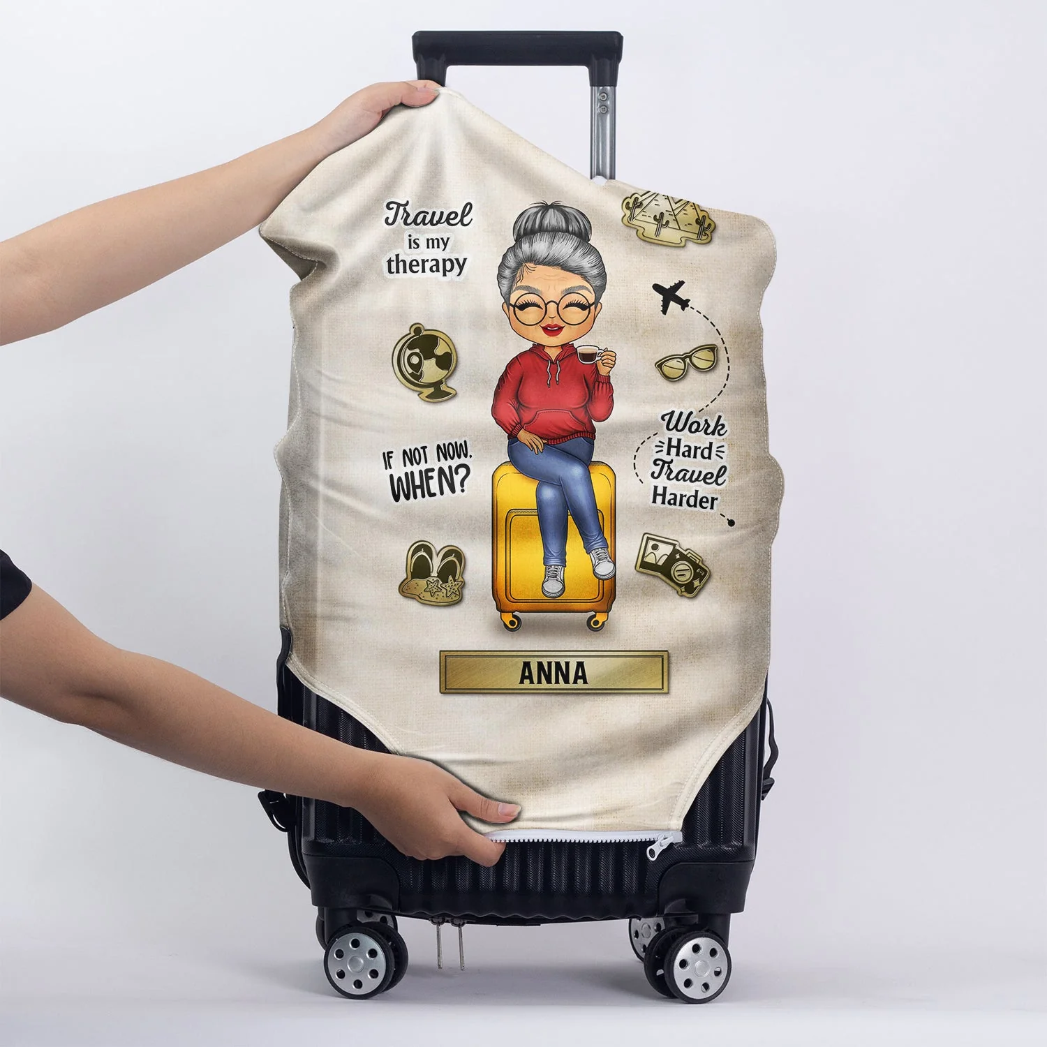 And So The Adventure Begins - Birthday Gift For Him, Her, Kid, Family, Travel, Vacation Lovers - Personalized Custom Luggage Cover - Image 5