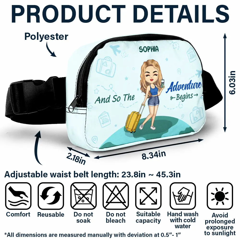 And So The Adventure Begins - Personalized Crossbody Belt Bag - Image 6