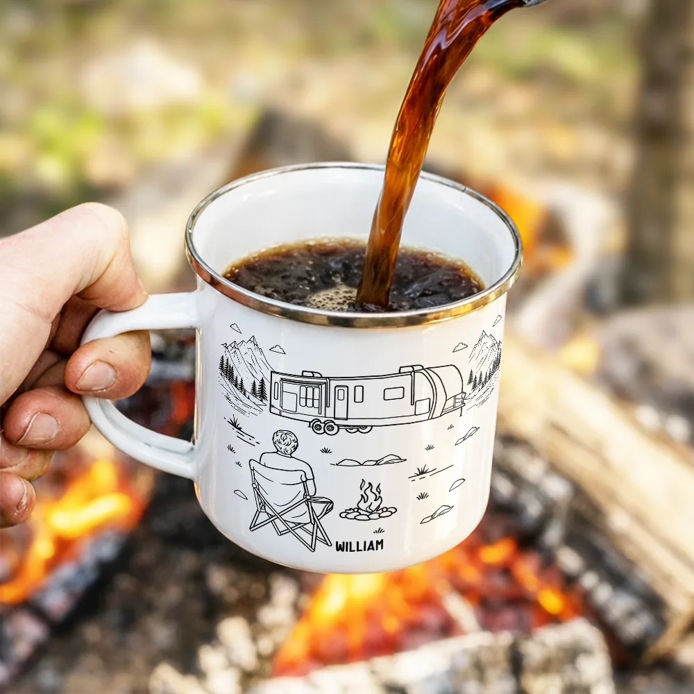 And So The Adventure Begins - Personalized Enamel Mug - Image 4