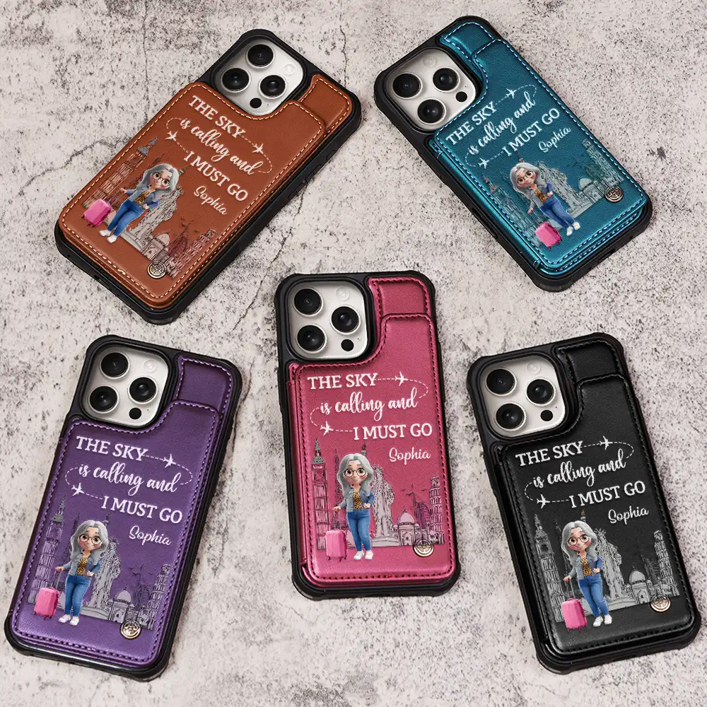 And So The Adventure Begins - Personalized Leather Flip Wallet Phone Case - Image 3