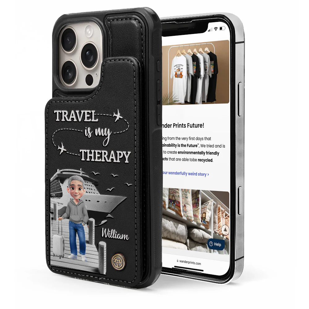 And So The Adventure Begins - Personalized Leather Flip Wallet Phone Case - Image 5