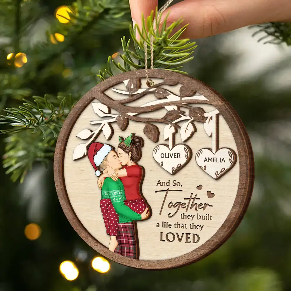 And So Together They Built A Life They Loved Couples - Personalized 2-Layered Wooden Ornament - Image 2