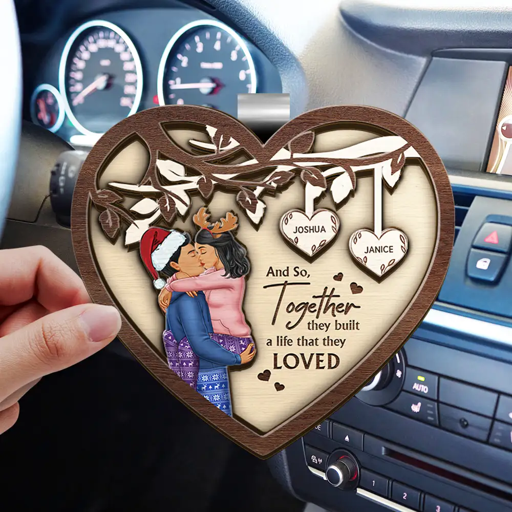 And So Together They Built A Life They Loved Couples - Personalized Custom Shaped Car Visor Clip - Image 3