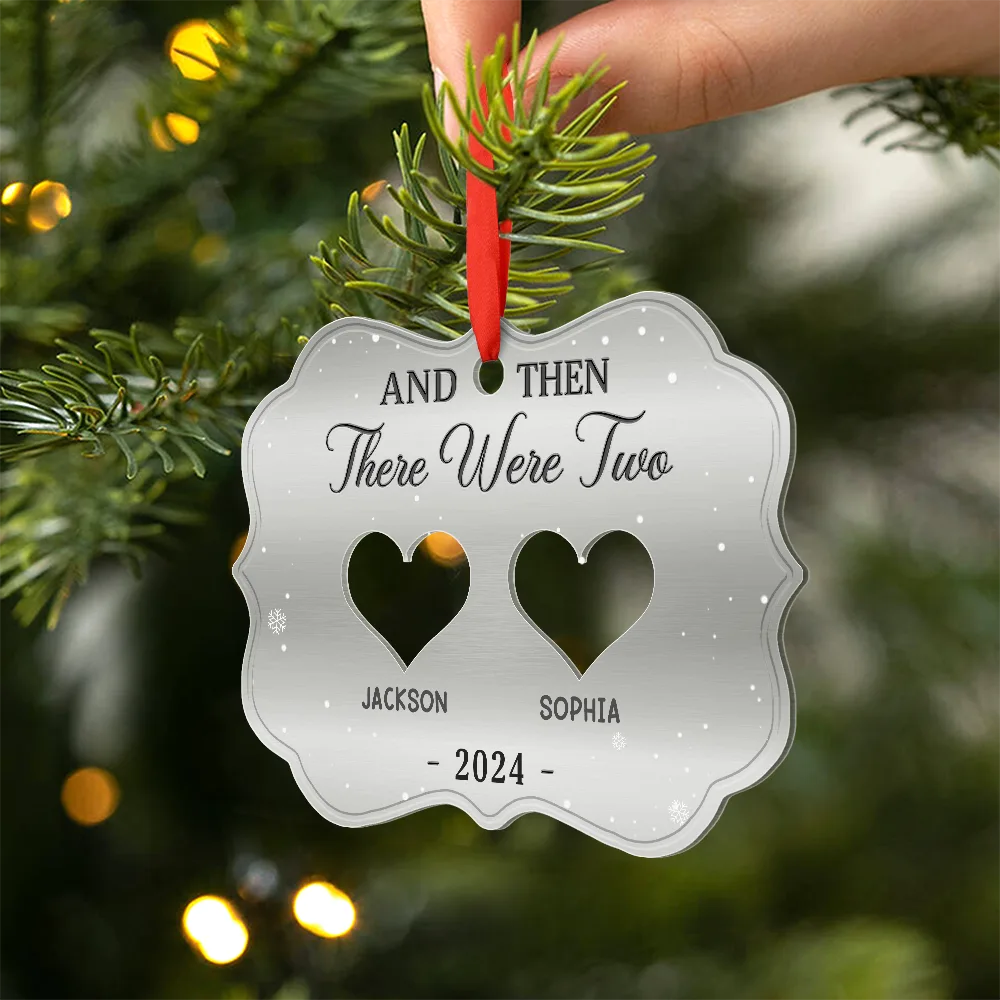 And Then There Were Four Couple With Kids Pets - Personalized Metal Ornament - Image 2