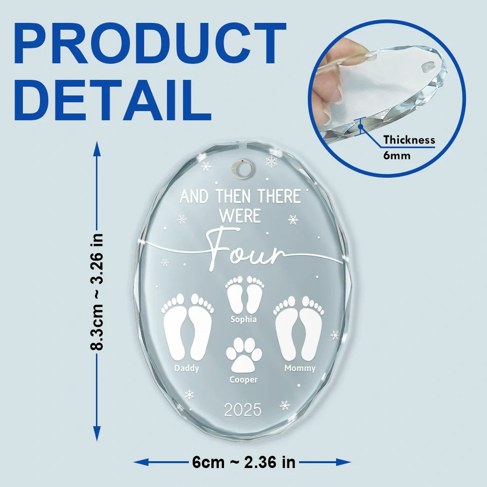 And Then There Were Four New Baby Dog Cat - Personalized Oval Glass Ornament - Image 5