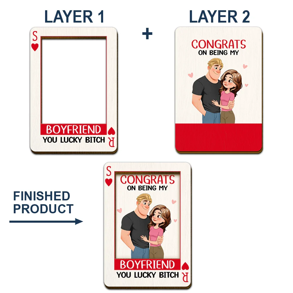 Animate Couple Congrats On Being My Wife Playing Card - Personalized Custom Shaped Car Visor Clip - Image 5