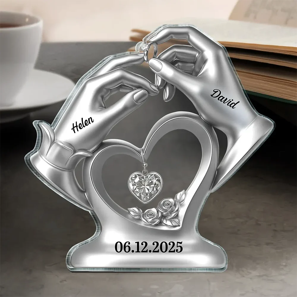 Anniversary Wedding Gifts For Couples - 3D Inflated Effect Printed, Personalized Custom Shaped Acrylic Plaque - Image 4