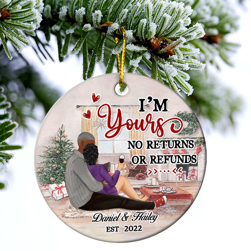 Annoy For The Rest Of My Life - Christmas Couple Gift - Personalized Custom Circle Ceramic Ornament - Image 3