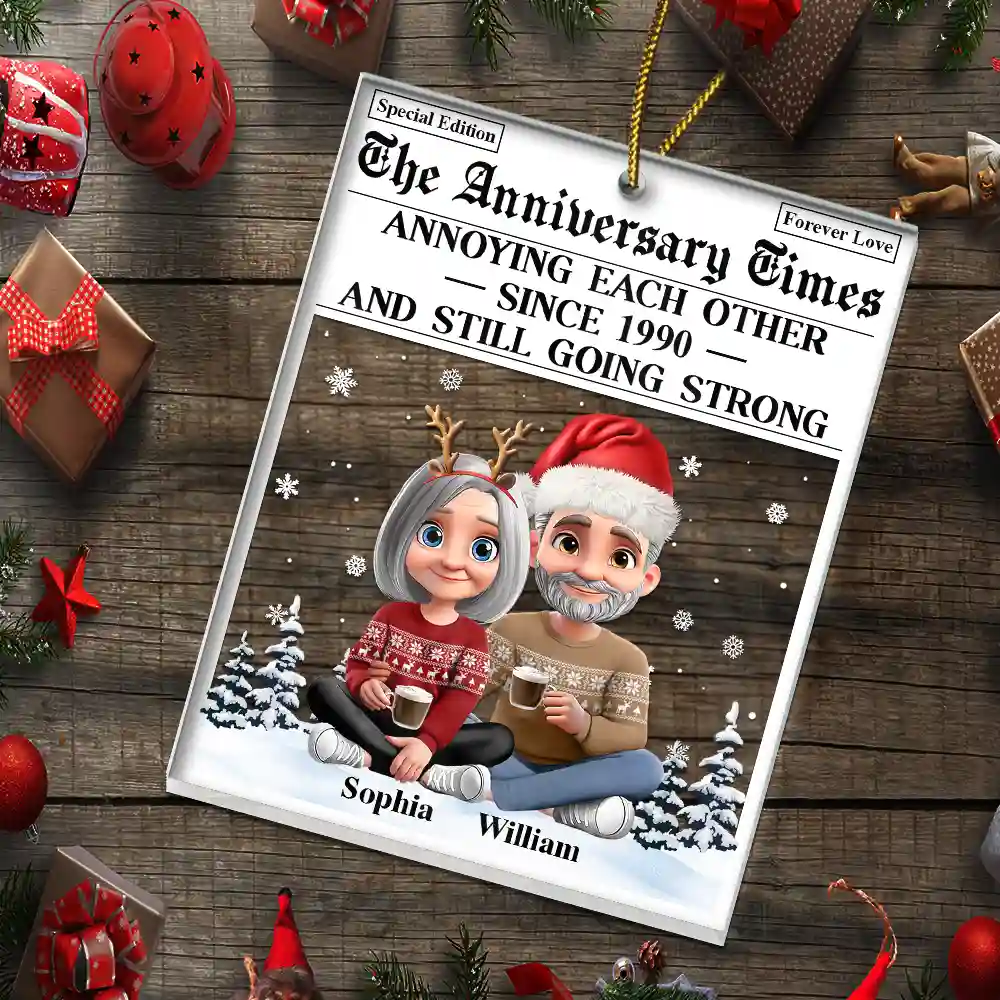 Annoying Each Other 3D Effect Couple - Personalized Custom Shaped Acrylic Ornament - Image 5
