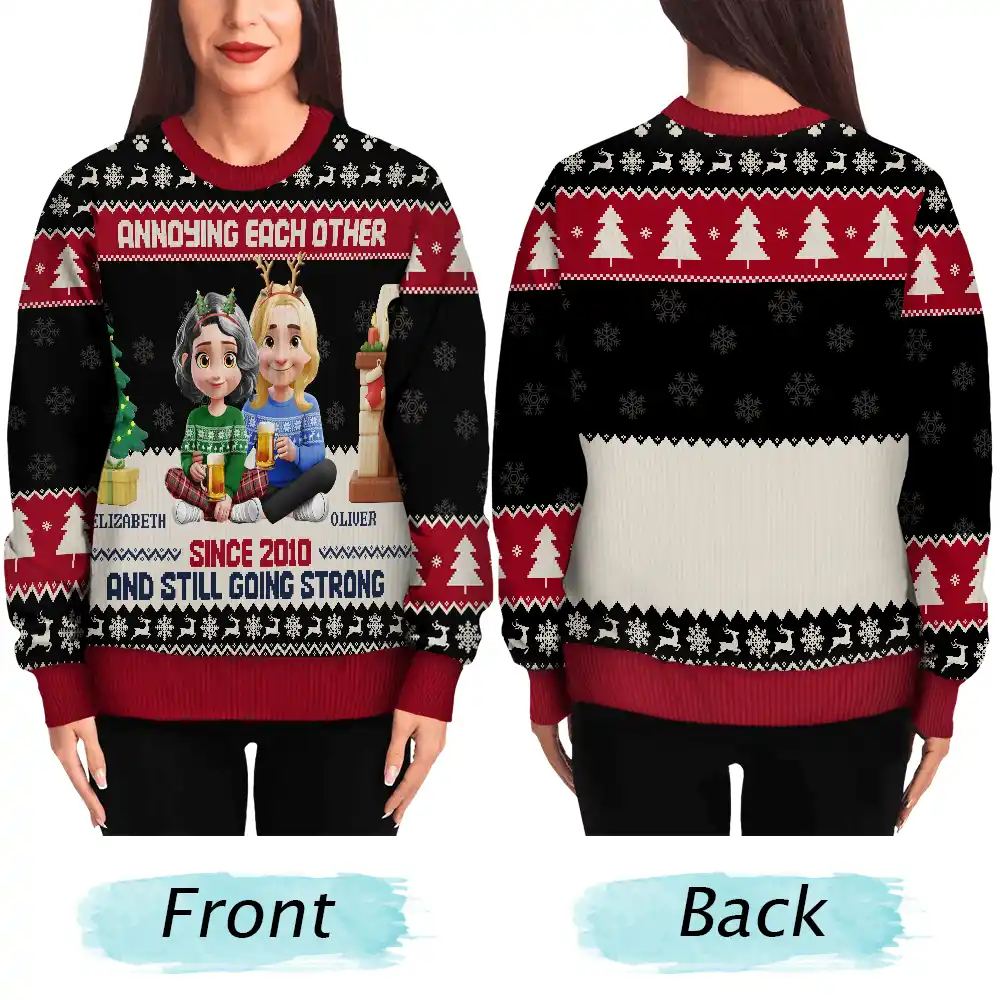 Annoying Each Other 3D Effect Couple - Personalized Unisex Ugly Sweater - Image 5