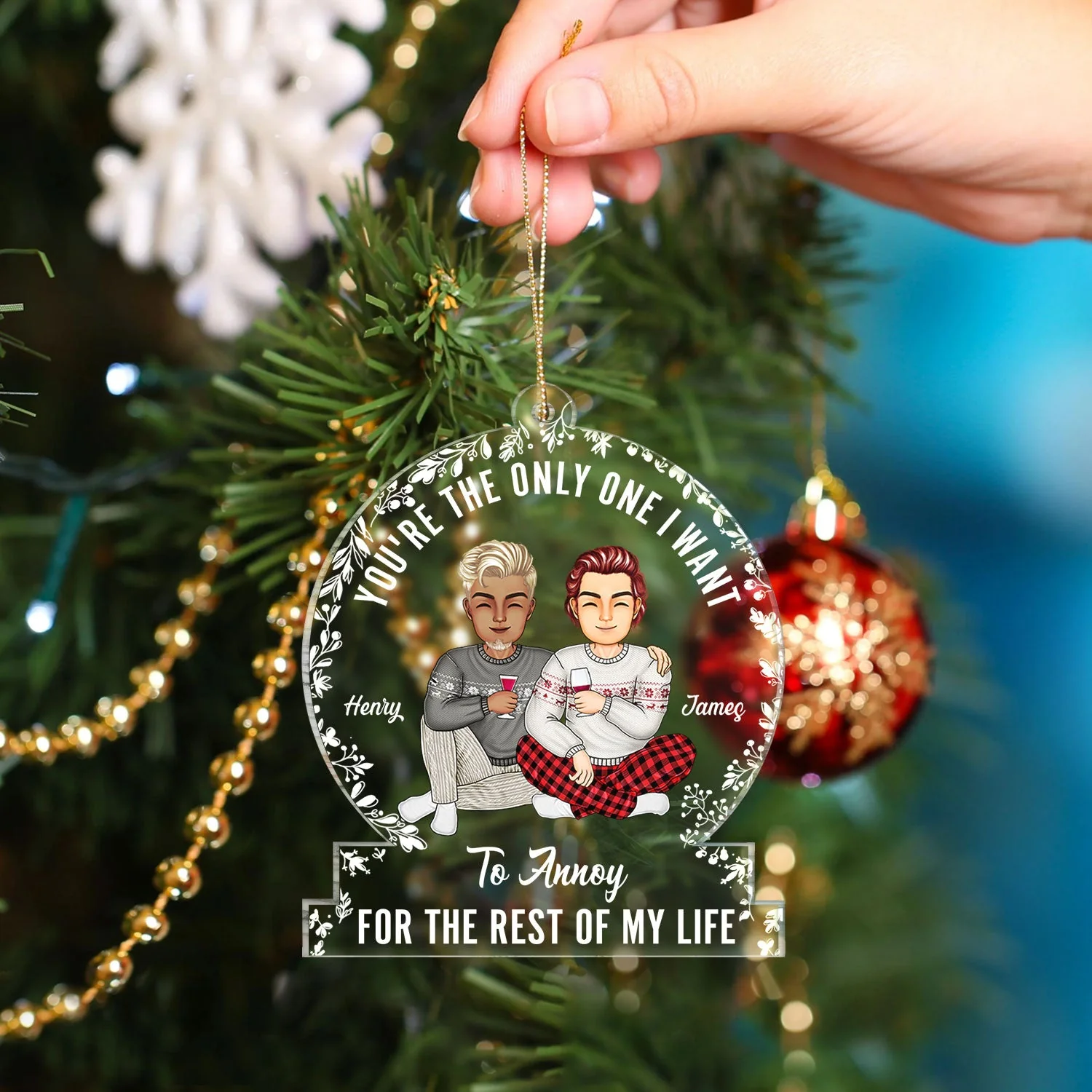 Annoying Each Other And Still Going Strong - Christmas Gift For Couple, Spouse, Husband, Wife - Personalized Custom Shaped Acrylic Ornament - Image 4