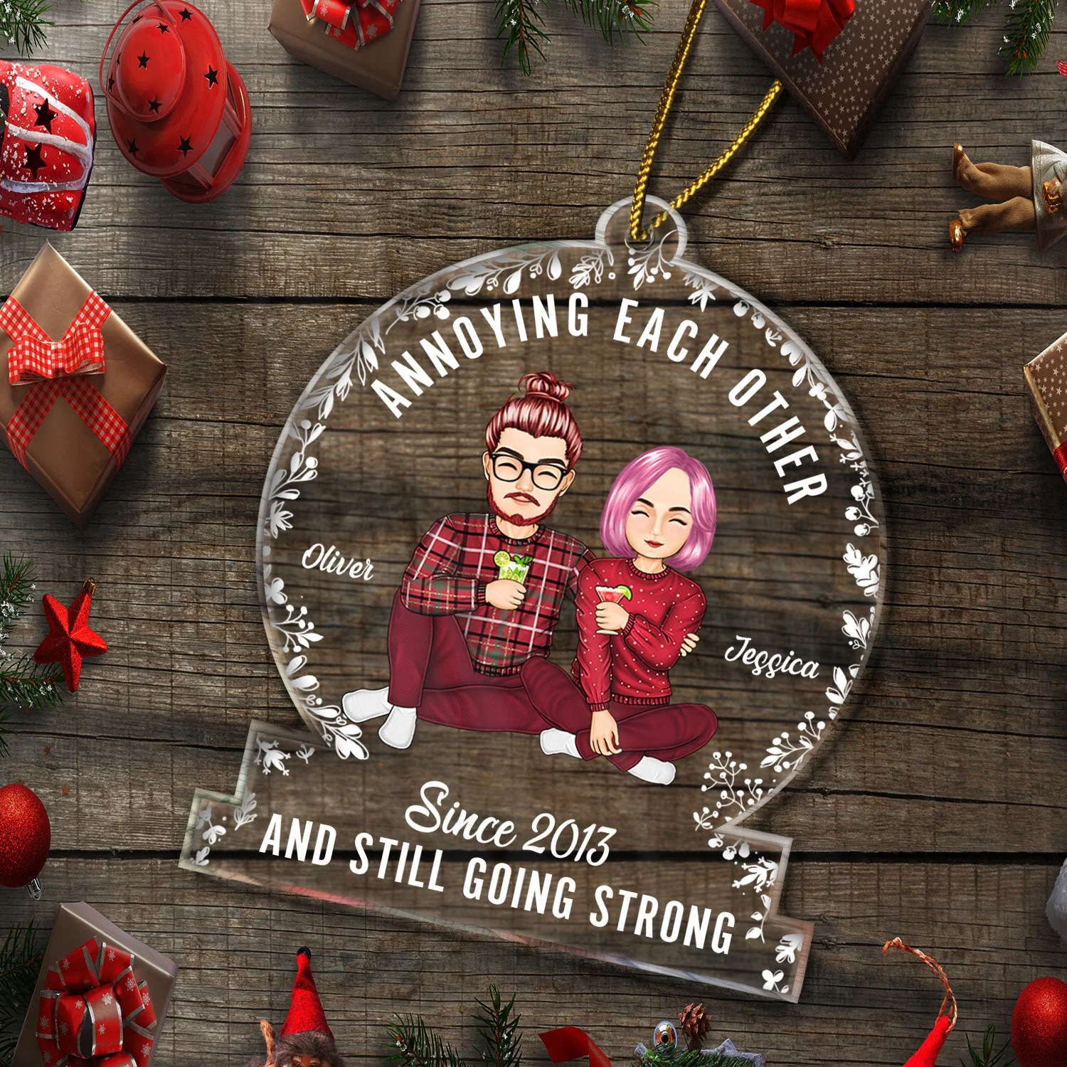 Annoying Each Other And Still Going Strong - Christmas Gift For Couple, Spouse, Husband, Wife - Personalized Custom Shaped Acrylic Ornament - Image 5