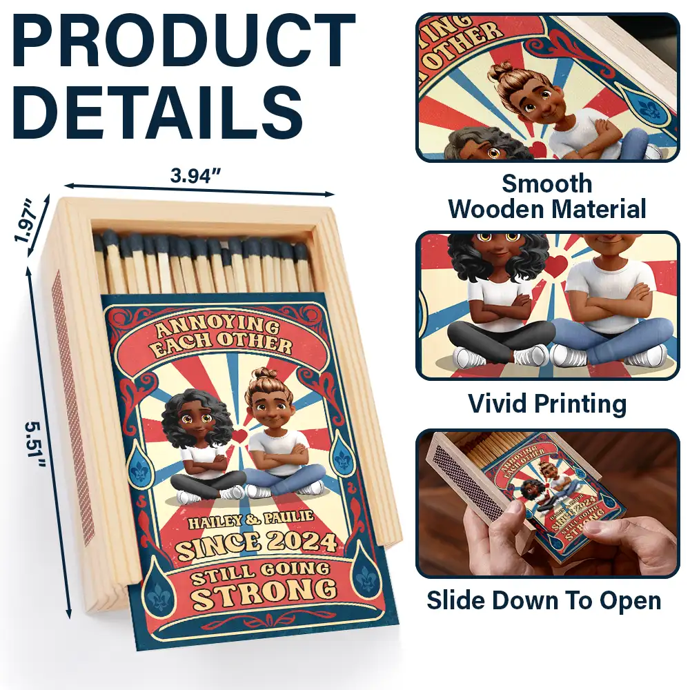 Annoying Each Other And Still Going Strong - Personalized Wooden Matchbox - Image 4