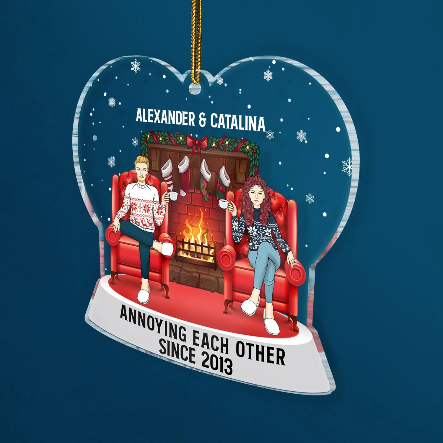 Annoying Each Other - Christmas Gift For Couples - Custom Shaped Acrylic Ornament - Image 2