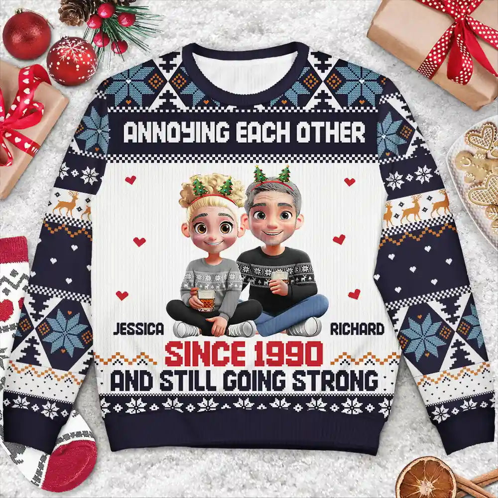 Annoying Each Other Couple - Personalized Unisex Ugly Sweater - Image 3