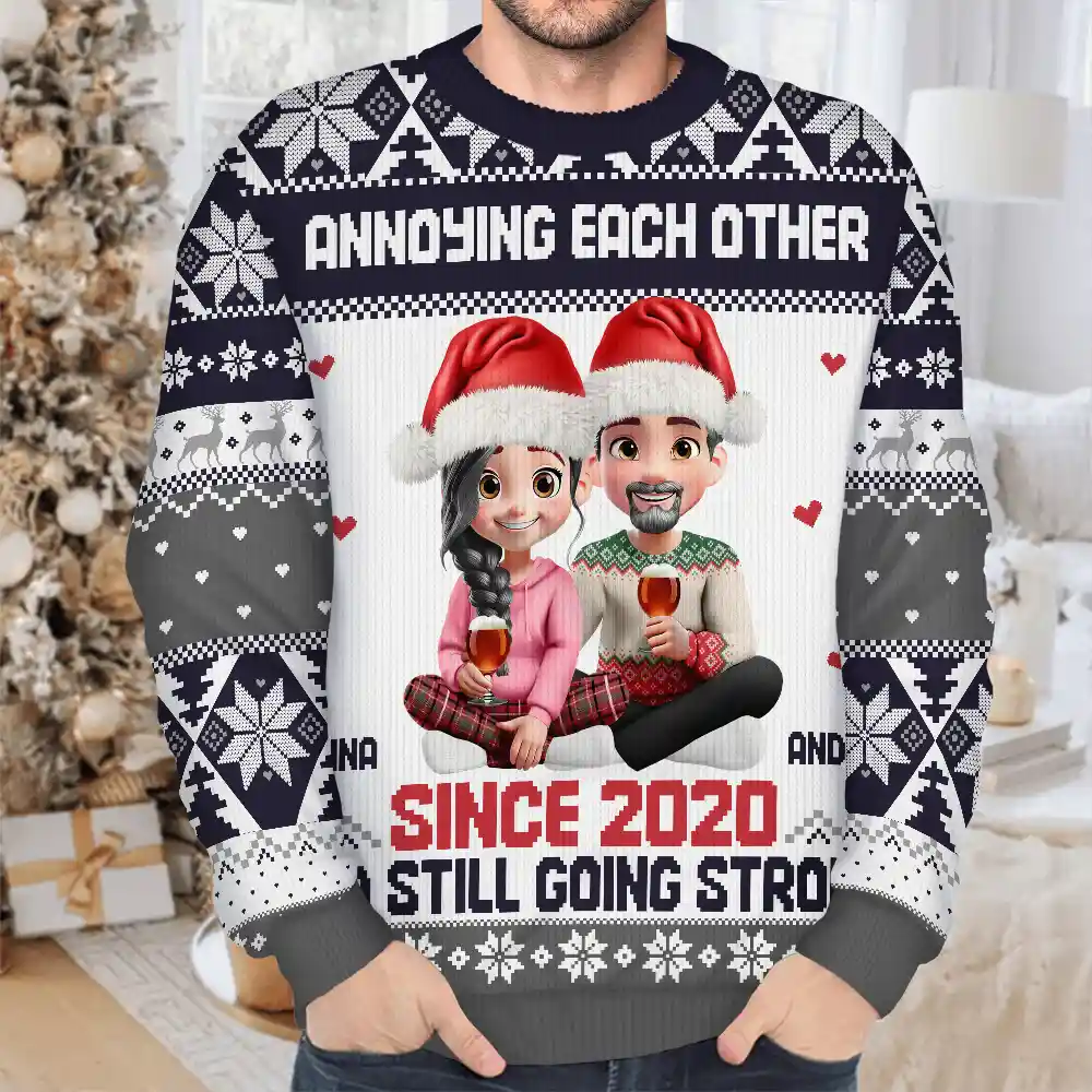 Annoying Each Other Couple - Personalized Unisex Ugly Sweater - Image 4