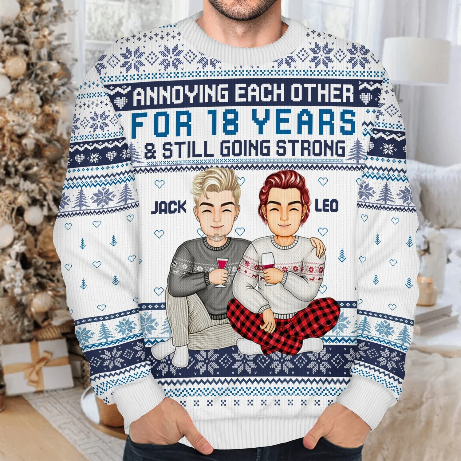Annoying Each Other For And Still Going Strong - Christmas Gift For Couple, Spouse, Husband, Wife - Personalized Unisex Ugly Sweater - Image 4