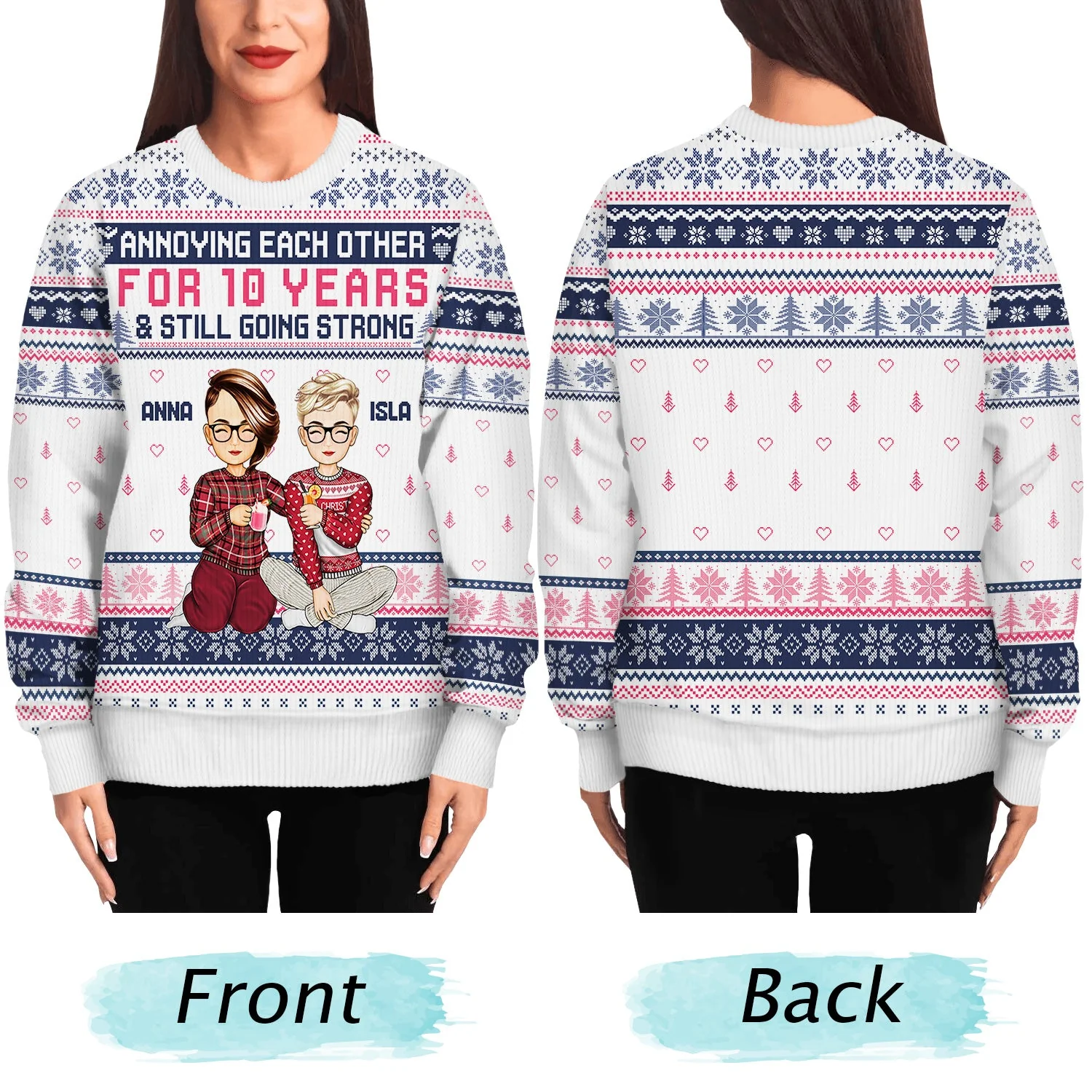 Annoying Each Other For And Still Going Strong - Christmas Gift For Couple, Spouse, Husband, Wife - Personalized Unisex Ugly Sweater - Image 5