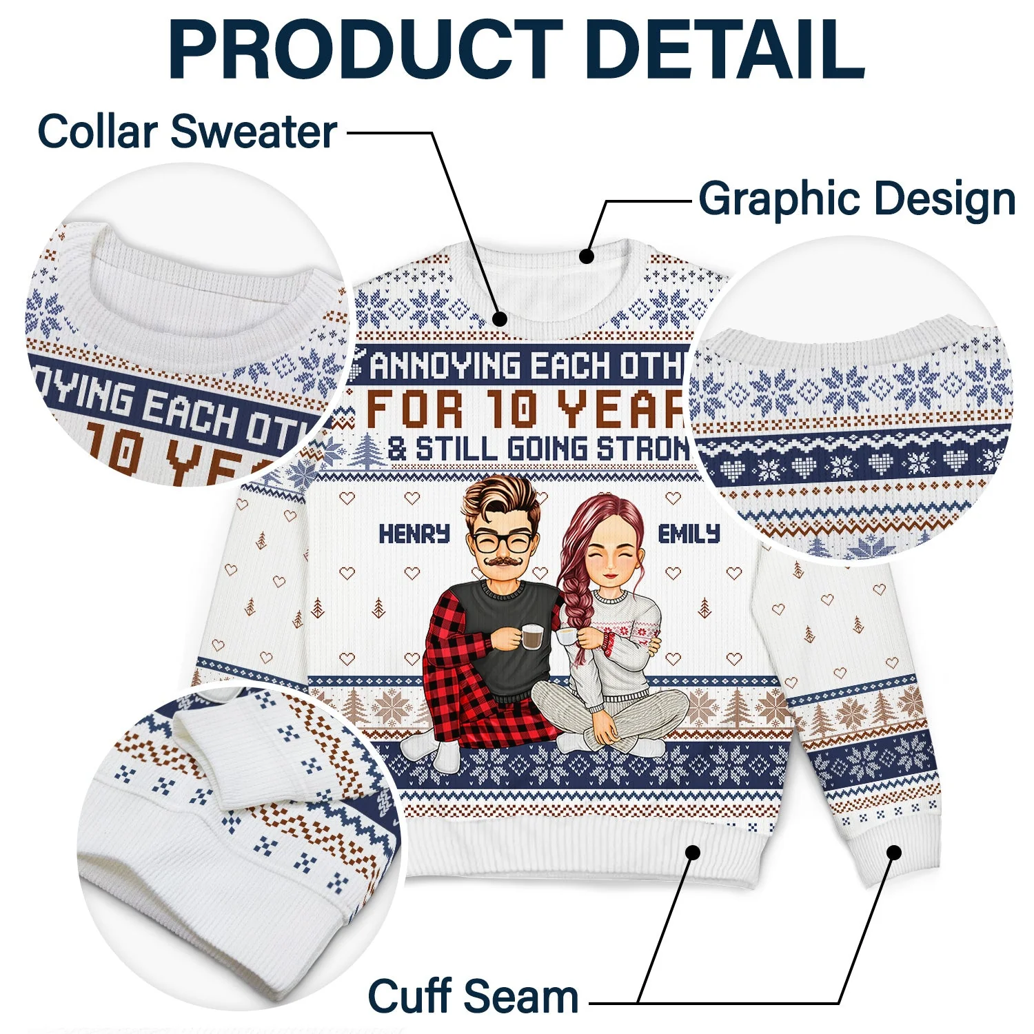 Annoying Each Other For And Still Going Strong - Christmas Gift For Couple, Spouse, Husband, Wife - Personalized Unisex Ugly Sweater - Image 6