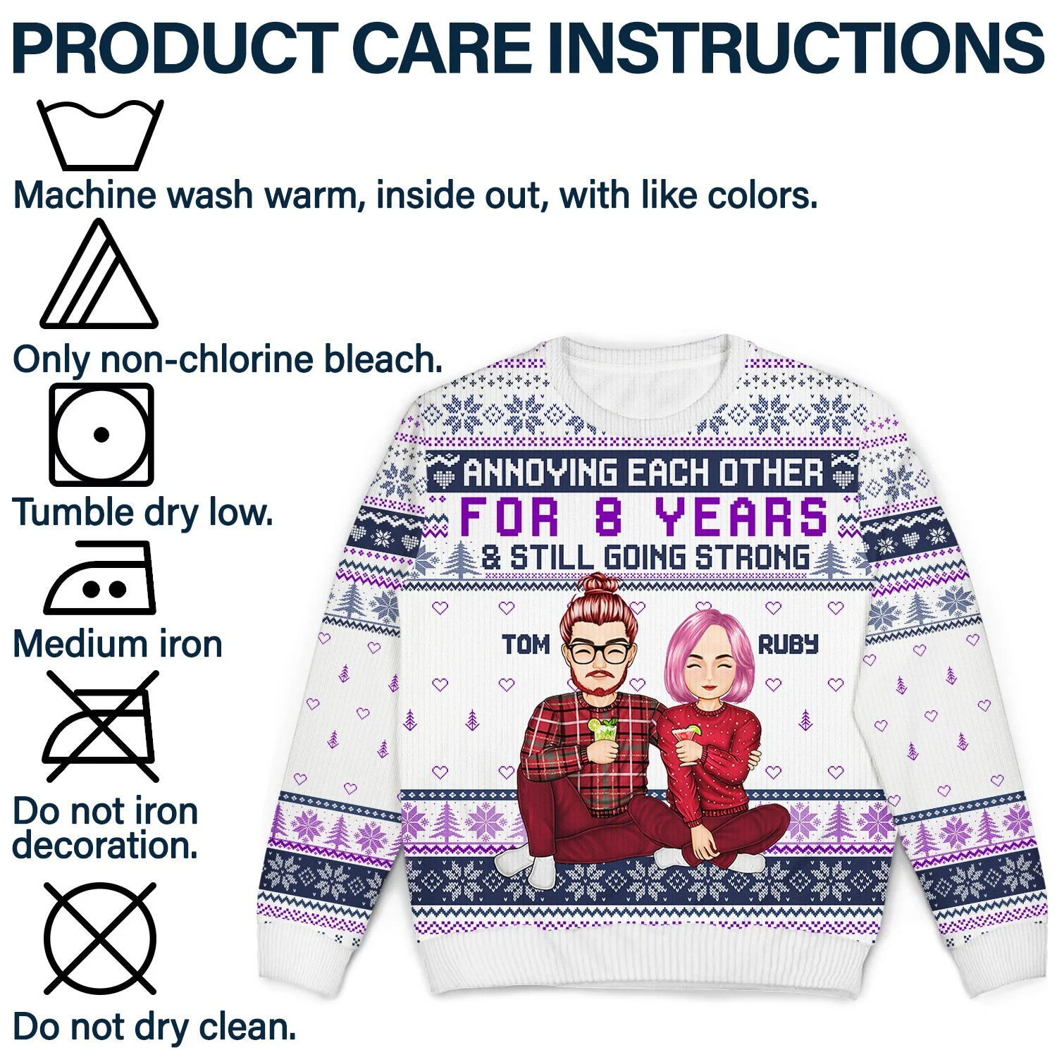 Annoying Each Other For And Still Going Strong - Christmas Gift For Couple, Spouse, Husband, Wife - Personalized Unisex Ugly Sweater - Image 7