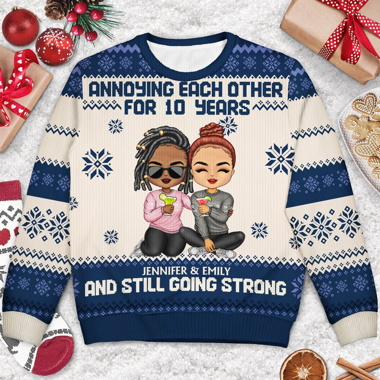 Annoying Each Other For Many Years - Anniversary, Christmas Gifts For Couples, Husband, Wife - Personalized Unisex Ugly Sweater - Image 3